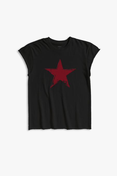 RED STAR ROCKER TEE - BLACK