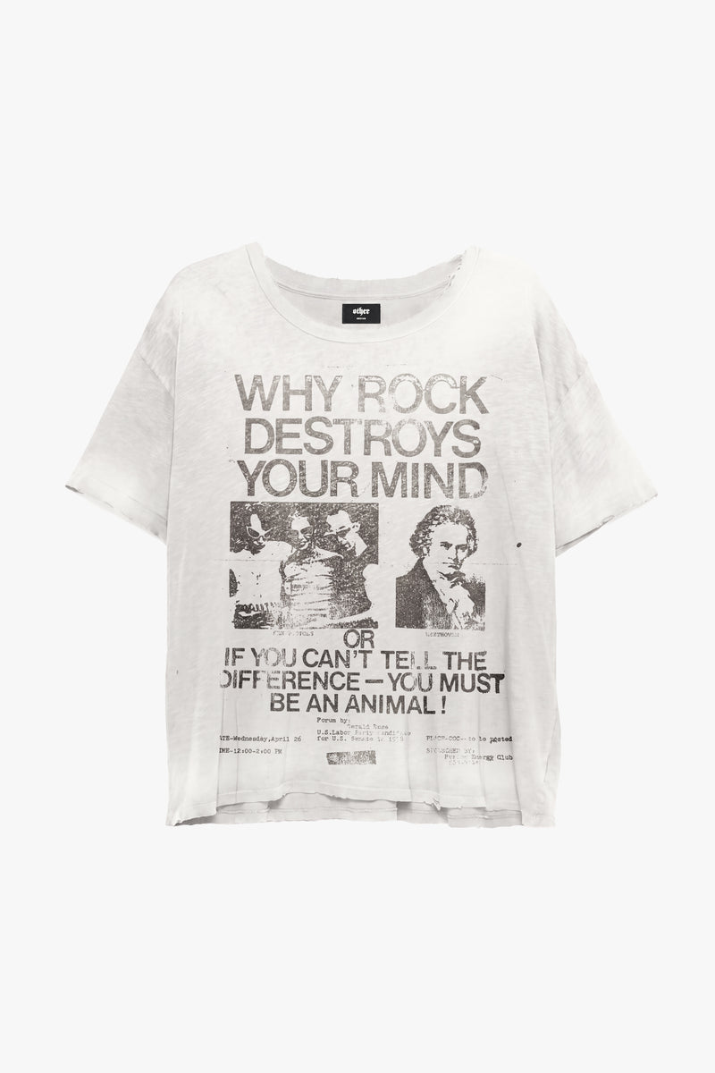 Rock Music Destroys Decay T Shirt - Aged Bone - Women