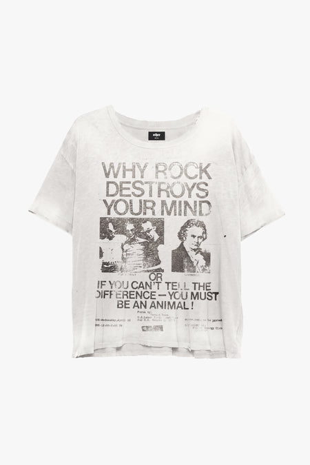 Rock Music Destroys Decay T Shirt - Aged Bone