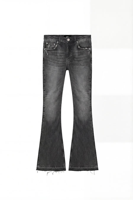 O32 Raw Edge Flared Jeans - Vintage Black