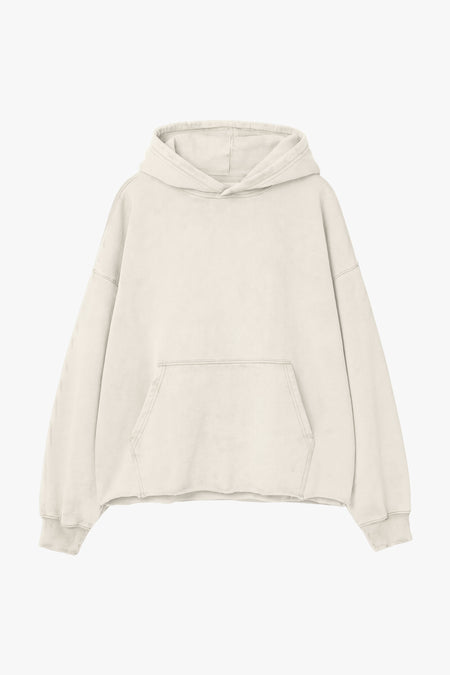 Vintage Issue Raw Edge Oversized Hoodie - Vintage White