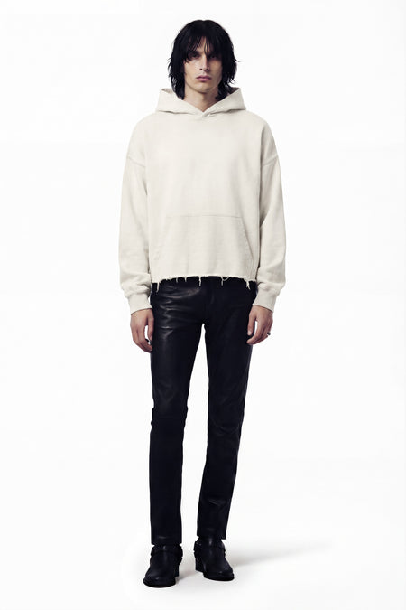 Vintage Issue Raw Edge Oversized Hoodie - Vintage White