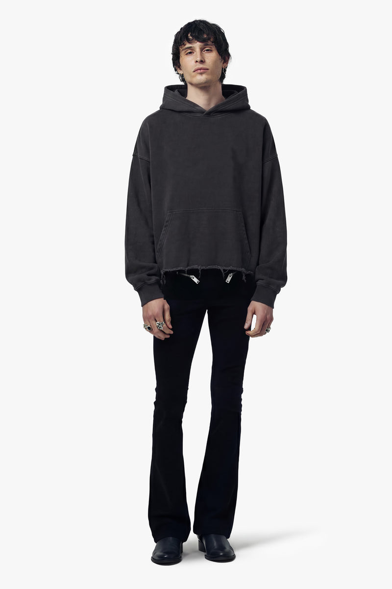 Vintage Issue Raw Edge Oversized Hoodie - Vintage Black