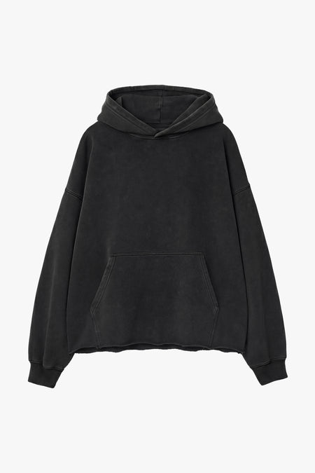 Vintage Issue Raw Edge Oversized Hoodie - Vintage Black