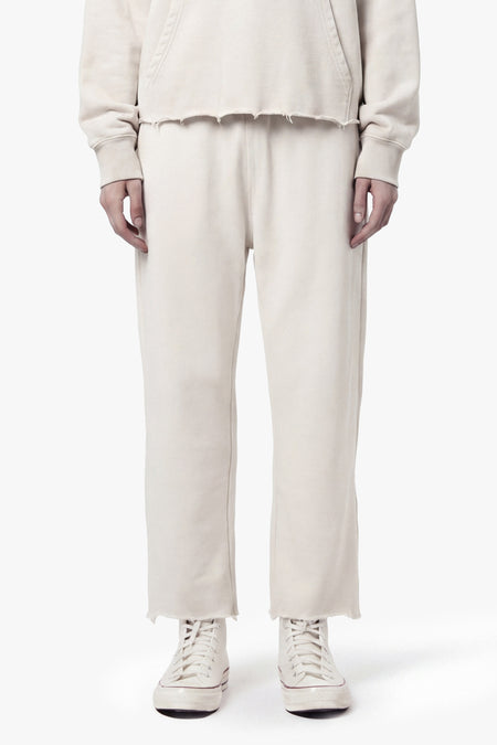 Vintage Issue Raw Edge Wide Leg Sweatpants - Vintage White-Women