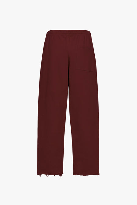 Icon Vintage Issue Raw Edge Wide Leg Sweatpants - Oxblood