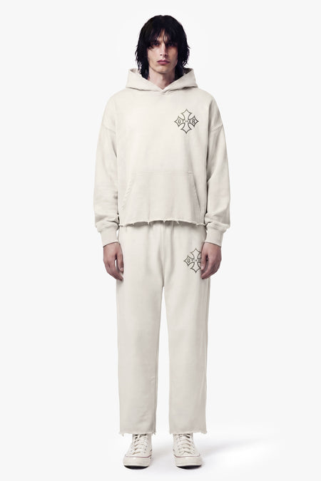 Icon Vintage Issue Raw Edge Wide Leg Sweatpants - Vintage White
