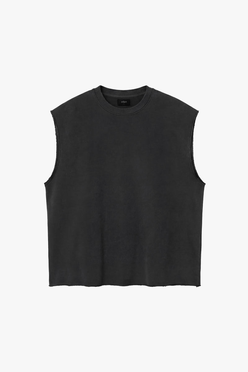 Vintage Issue Raw Edge Oversized Sweatshirt - Vintage Black -Women