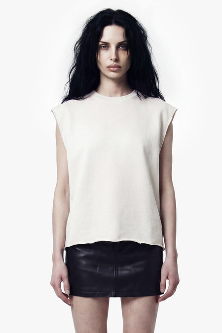 Vintage Issue Raw Edge Oversized Sweatshirt - Vintage White -Women