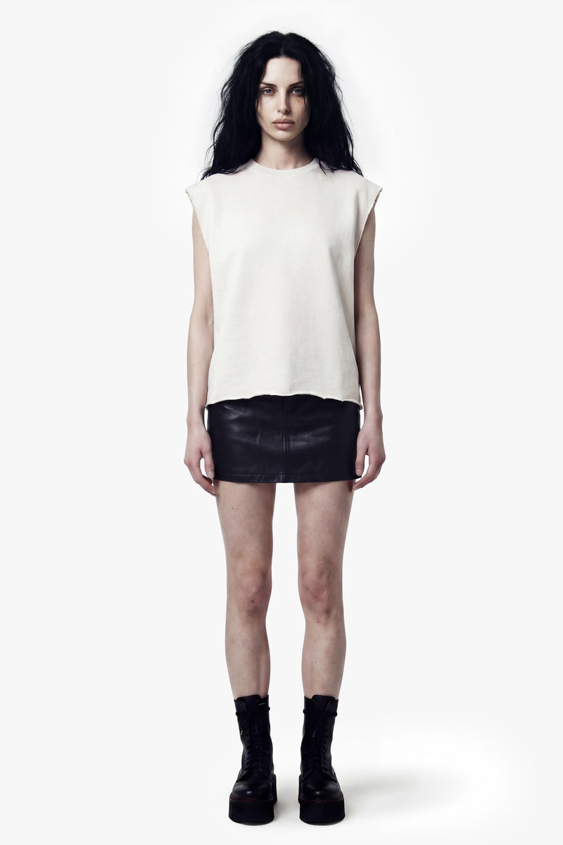 Vintage Issue Raw Edge Oversized Sweatshirt - Vintage White -Women
