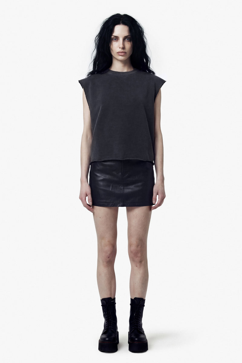 Vintage Issue Raw Edge Oversized Sweatshirt - Vintage Black -Women