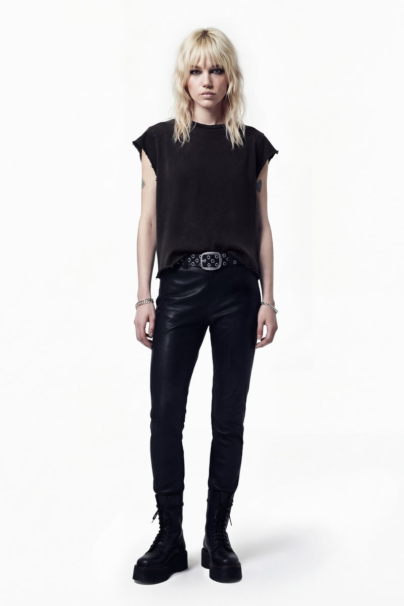 Vintage Issue Raw Edge T-Shirt - Worn Black - Women