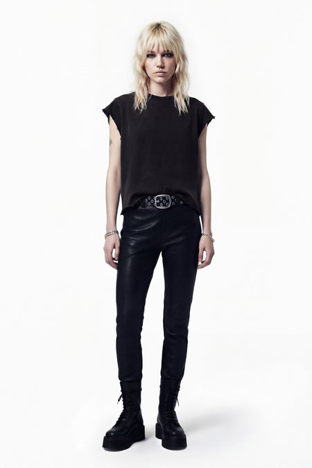 Vintage Issue Raw Edge T-Shirt - Worn Black - Women