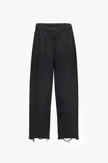 Vintage Issue Raw Edge Wide Leg Sweatpants - Vintage Black-Women