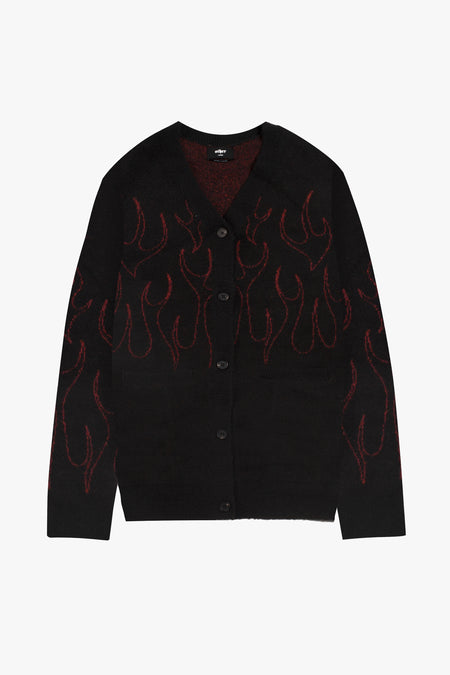 FLAME OVERSIZED CARDIGAN - RED
