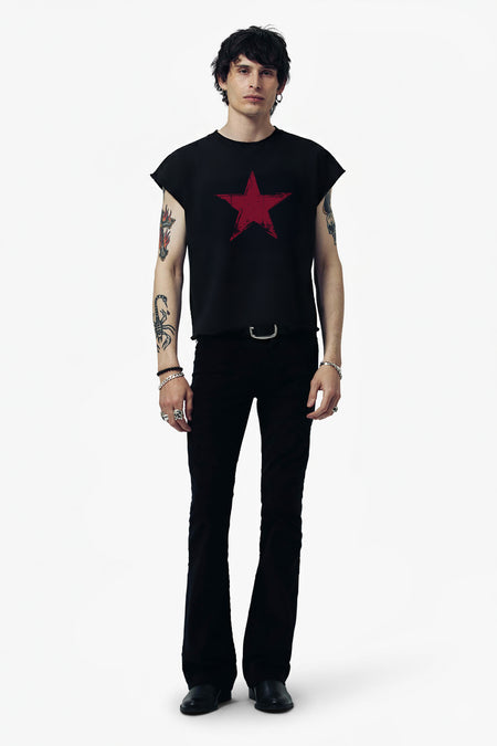 RED STAR ROCKER TEE - BLACK