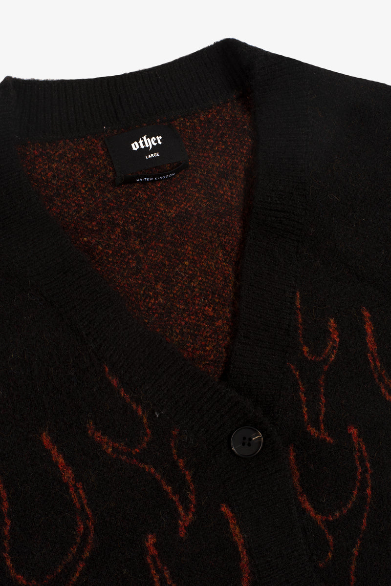 FLAME OVERSIZED CARDIGAN - RED