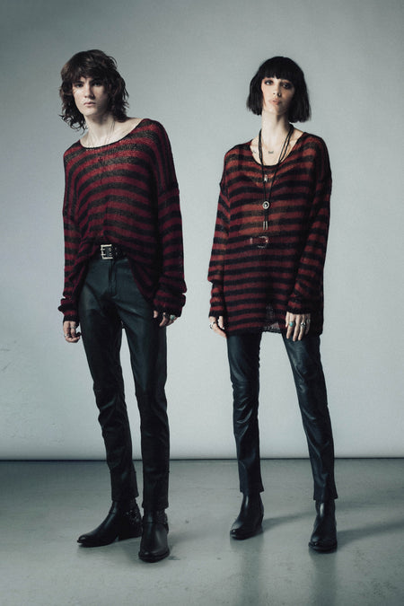 OVERSIZED CLASSIC STRIPE NAVARRO JUMPER - BLACK & OXBLOOD