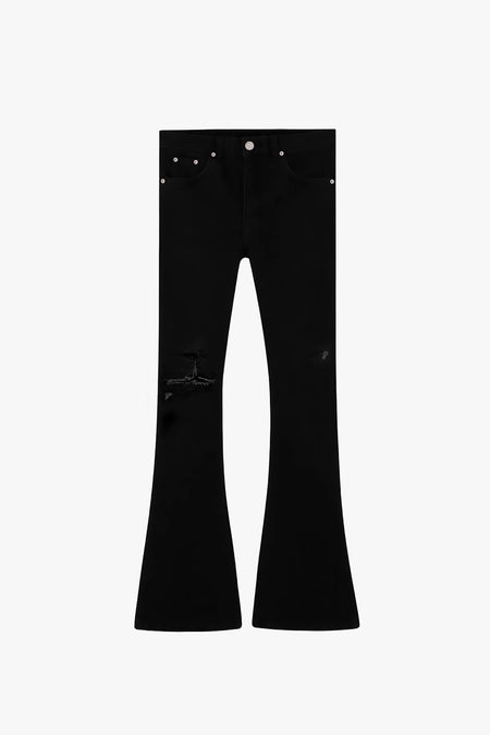 O32 Ripped Knee Flared jeans - Jet Black