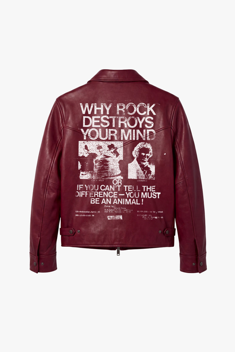 Rock Music Destroys Western Leather Jacket - Oxblood