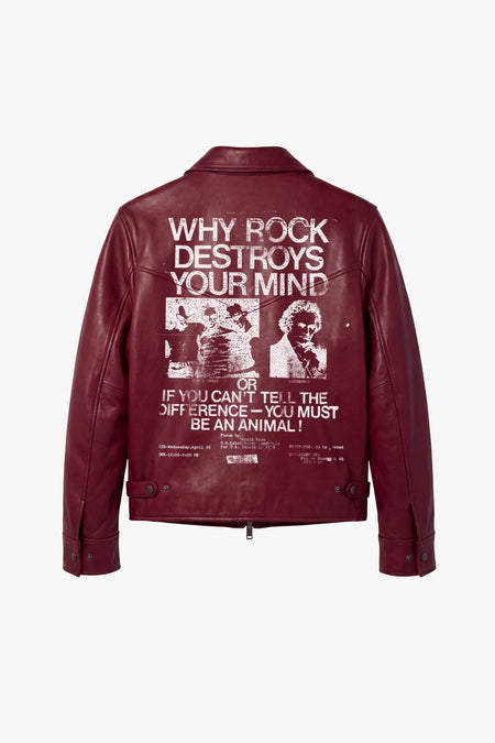 Rock Music Destroys Western Leather Jacket - Oxblood