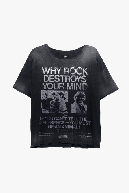 Rock Music Destroys Decay T Shirt - Black Ink