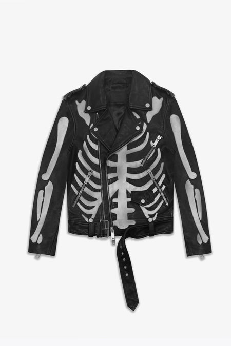 The Skeleton Deuce Biker Jacket -Vintage Black