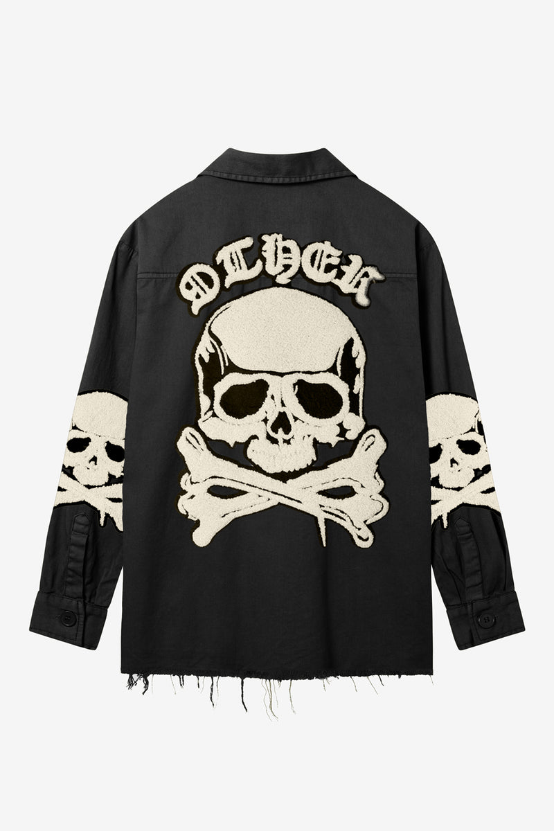 Skull & Crossbones Military Shirt | Vintage Black