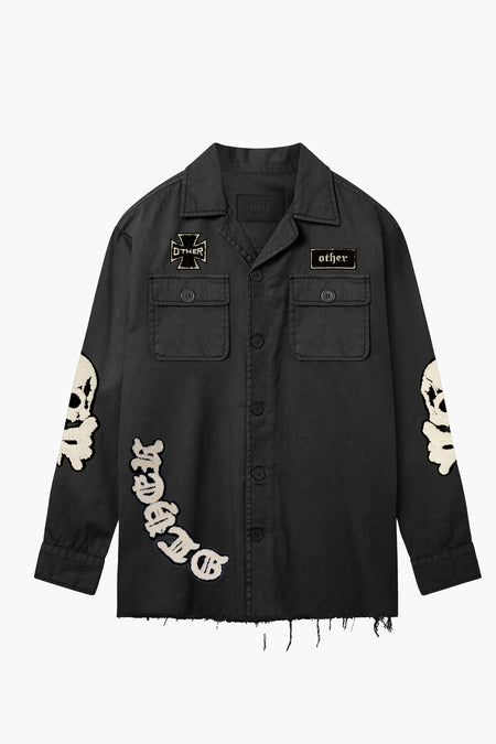 Skull & Crossbones Military Shirt -  Relic Black