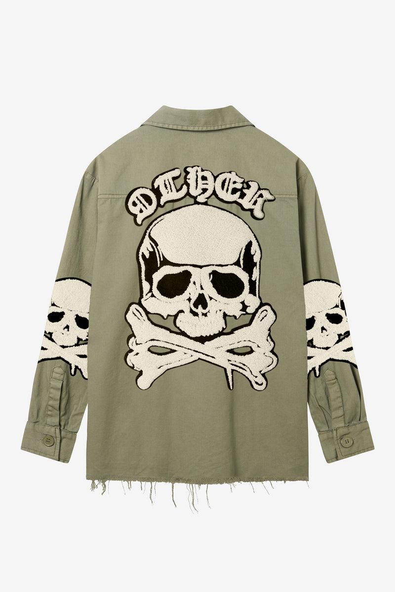 Skull & Crossbones  Military Shirt | Military Green