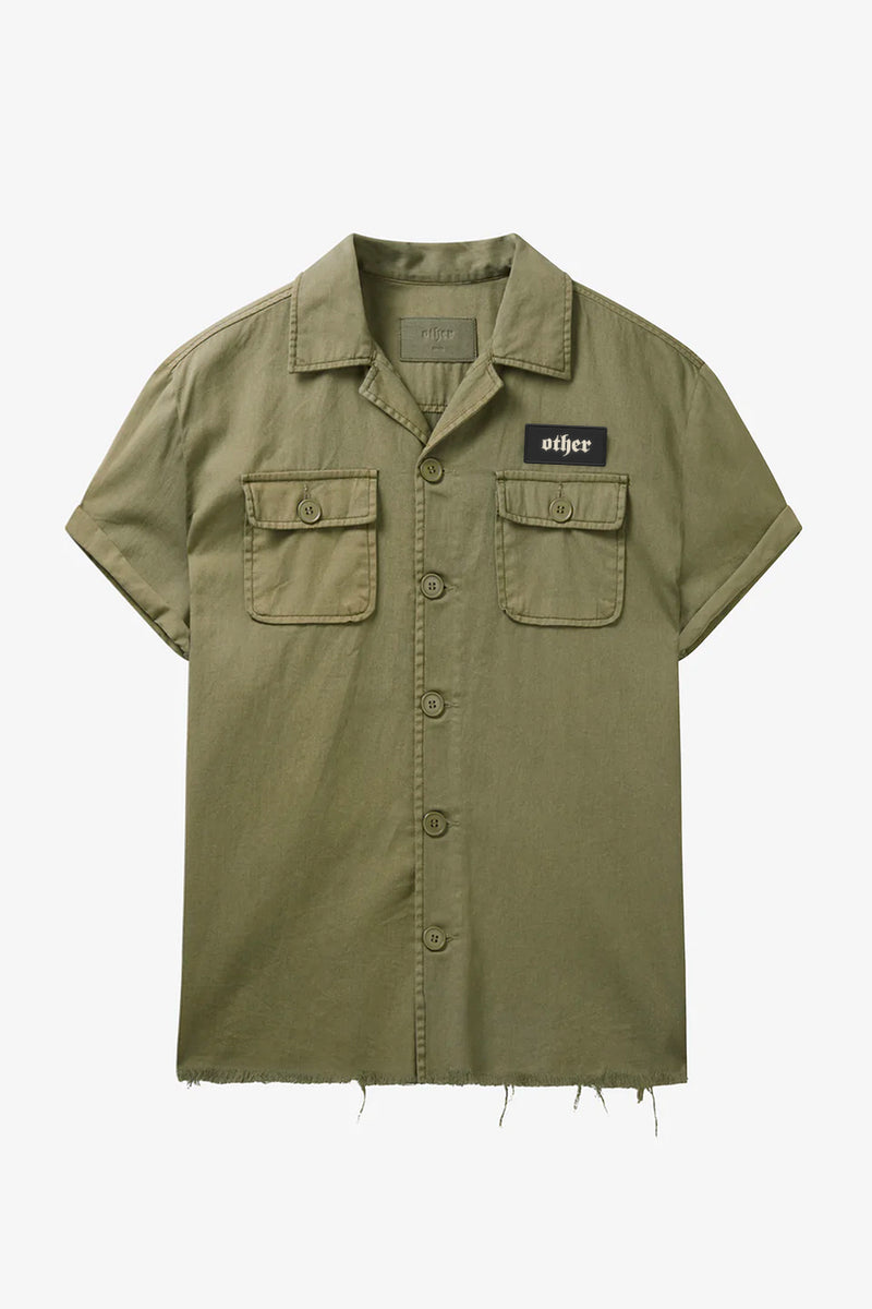 S/S Skull & Crossbones  Military Shirt | Military Green