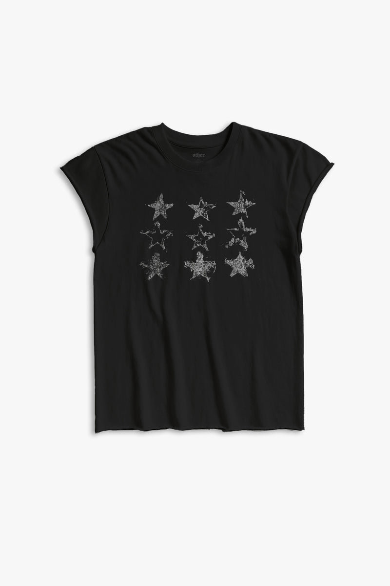 STARS ROCKER TEE - BLACK - WOMEN