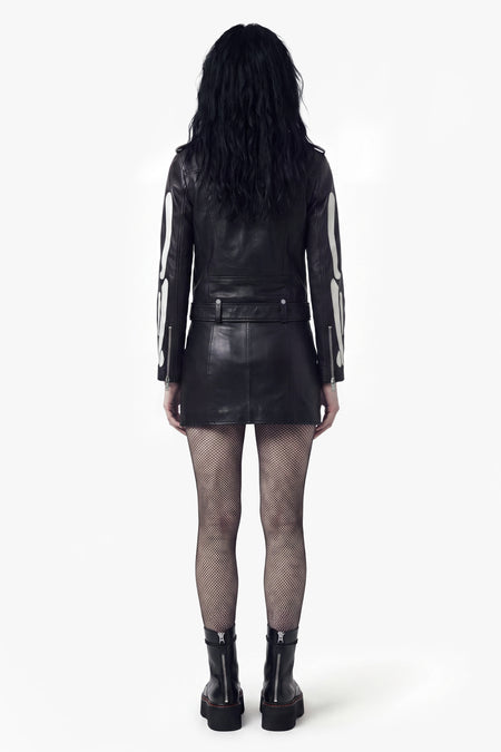 The Skeleton Biker Jacket - Skeleton  Vintage Black - Women