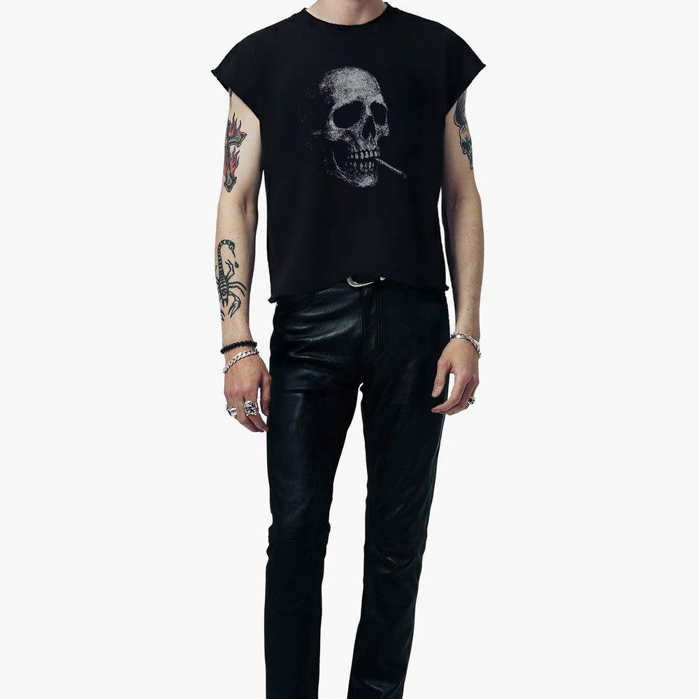 SMOKING SKULL ROCKER TEE - BLACK & OTHER