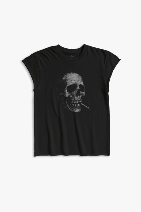 SMOKING SKULL ROCKER TEE - BLACK