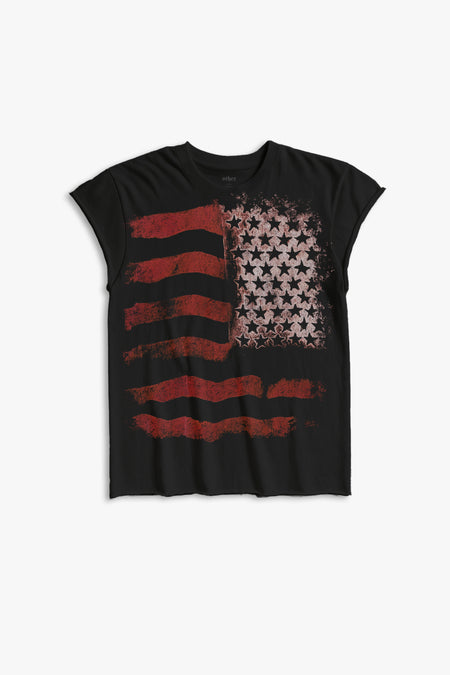 STARS & STRIPES ROCKER TEE - BLACK