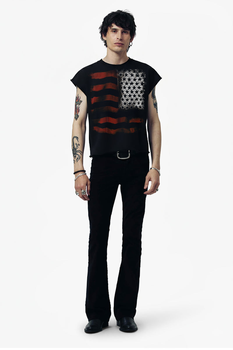 STARS & STRIPES ROCKER TEE - BLACK