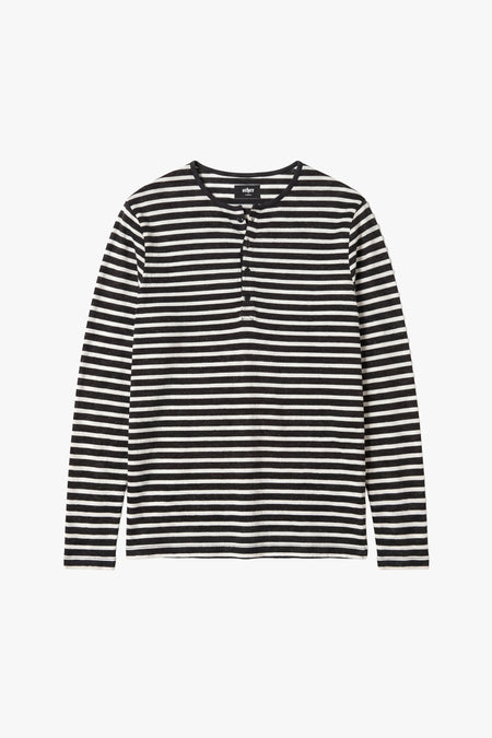 Damon Long Sleeve Henley T Shirt - Stripe