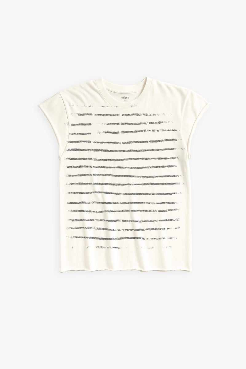 STRIPE ROCKER TEE - WHITE