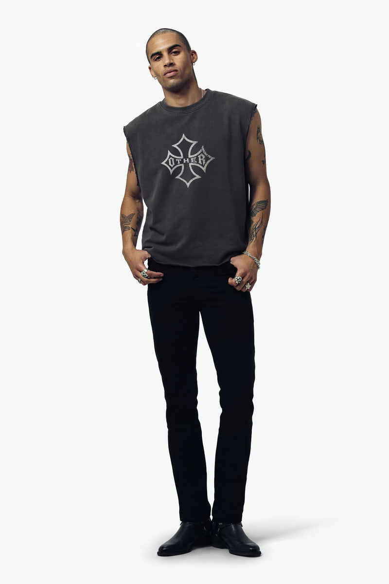 Icon Vintage Issue Raw Edge Oversized Sweatshirt - Vintage Black