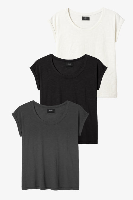 Lazarus Scoop Neck T-Shirt Bundle - Gun Metal Grey, Black & Bone