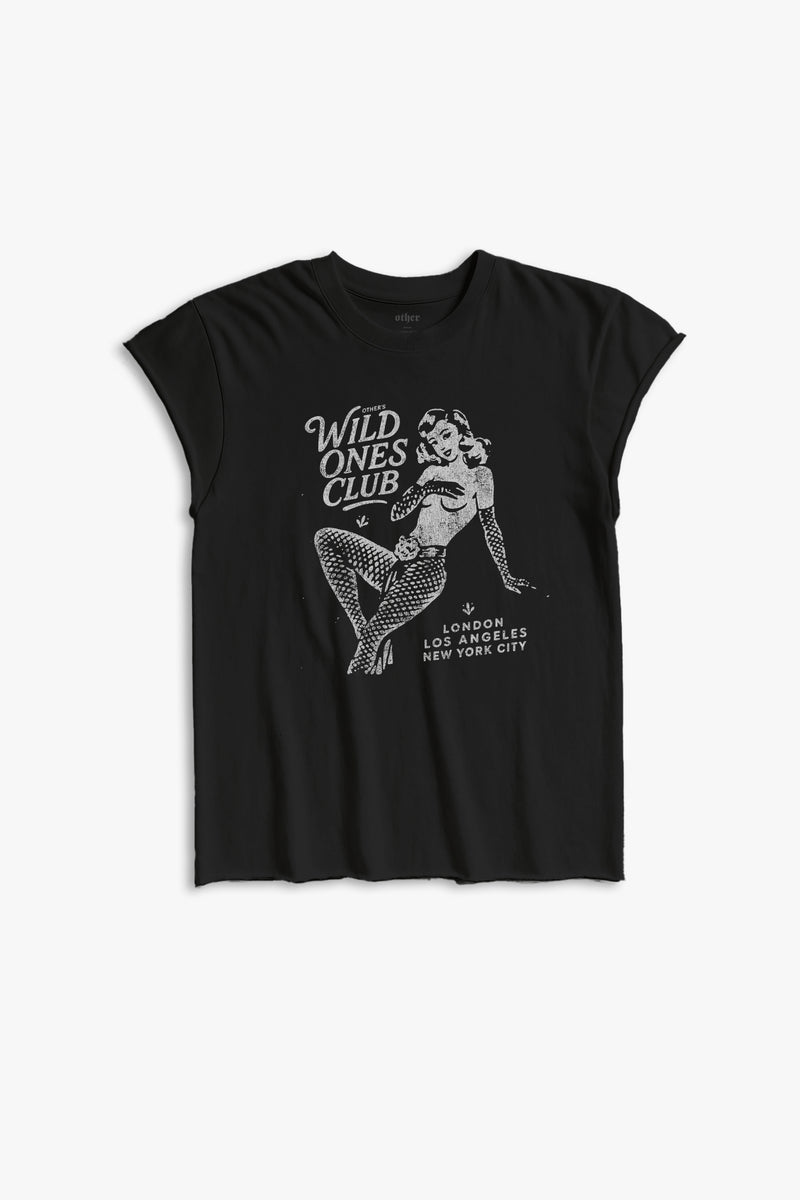 WILD ONES CLUB ROCKER TEE - BLACK - WOMEN