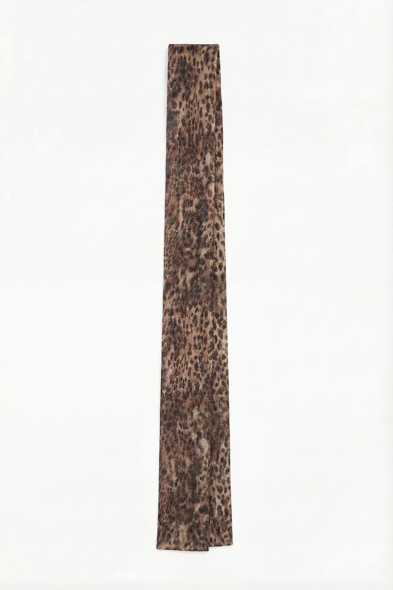 Leopard Skinny Chiffon Scarf - Leopard