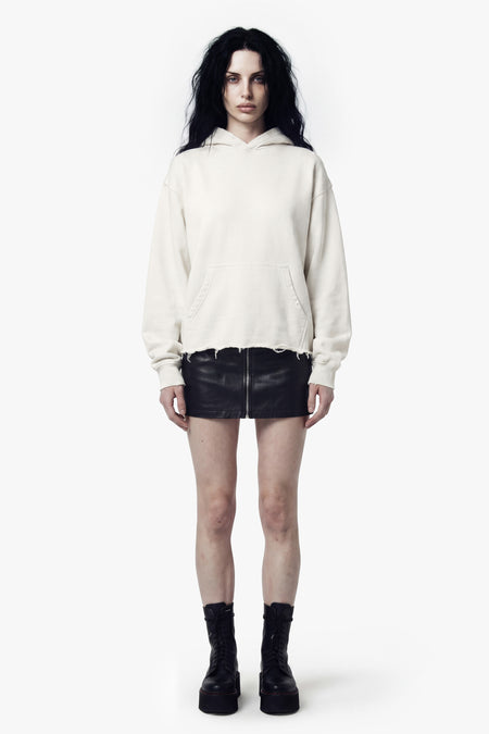 Vintage Issue Raw Edge Oversized Hoodie - Vintage White-Women