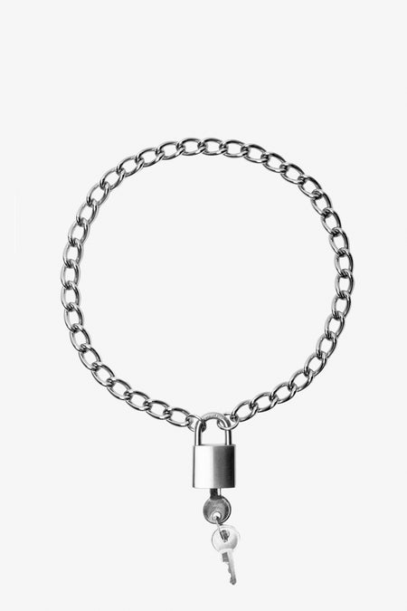 XL Padlock Choker Chain | Silver