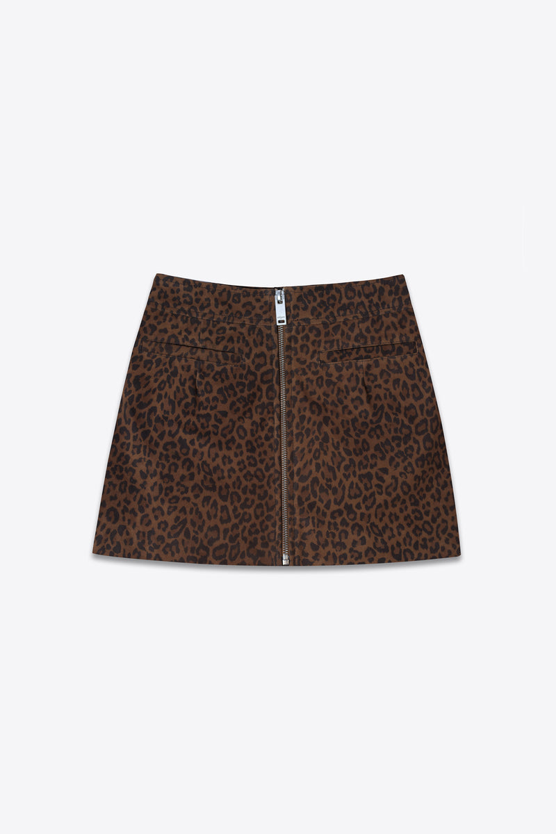 The Lita Zip Ultra Mini Skirt | Leopard Suede