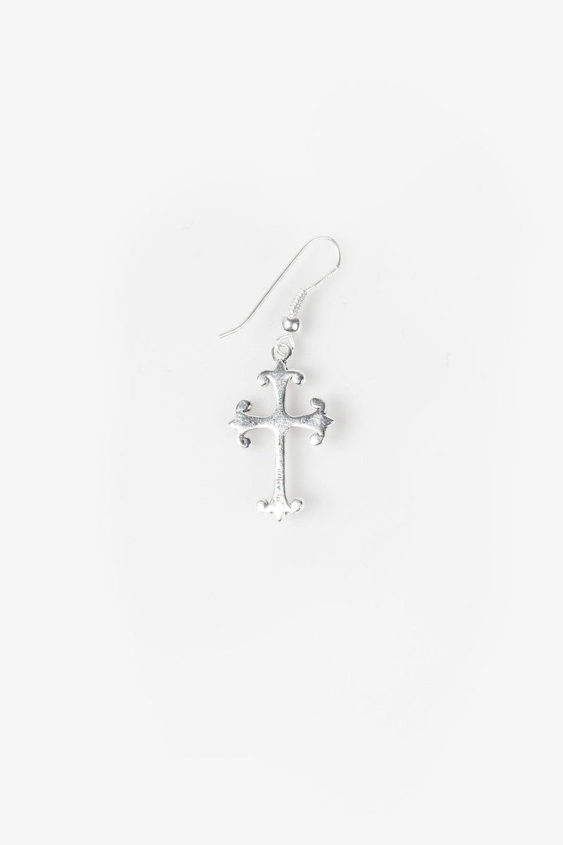 .925 Ornate Cross Earring