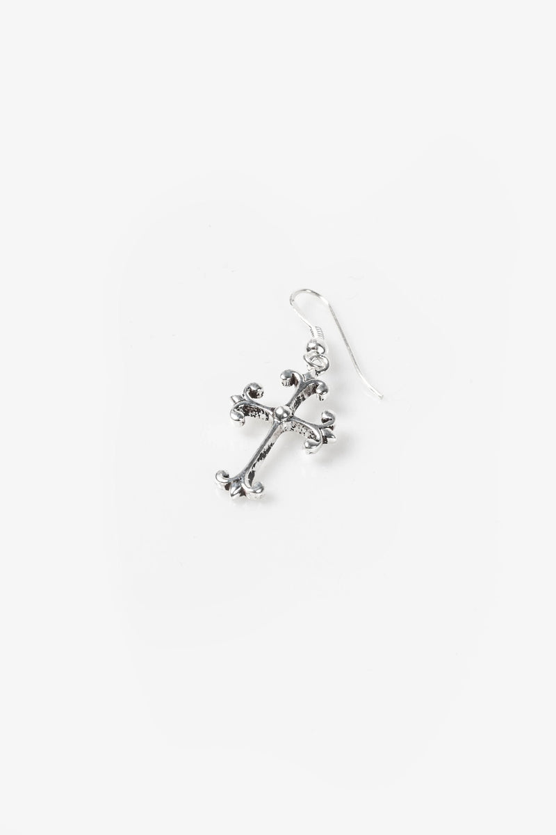 .925 Ornate Cross Earring