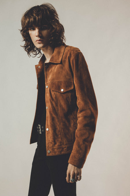 Suede Trucker Jacket | Tobacco Suede