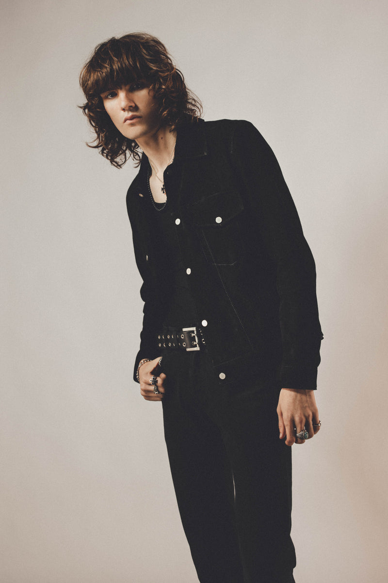 The Suede Trucker Jacket - Black